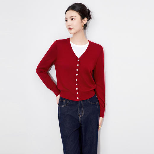 「高货wl」全新升级【铂金会员211/天猫279/差价68】(50126)洛诗琳气质美丽诺羊毛针织上衣2025秋季假两件毛衣开衫 商品图0