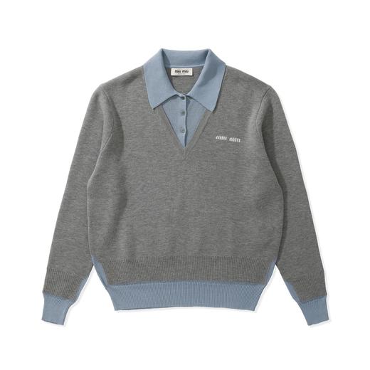 中性款羊毛假两件针织毛衣017 商品图0