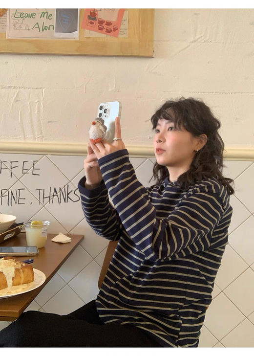 老米优品🎈3-5天！秋日文艺感穿上身《复古条纹连帽卫衣TEE》宽松显瘦，慵懒随性~ T250910A 商品图7