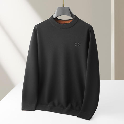 【DKP】大依优型大码男装加绒加厚针织衫新款男士加肥加大码时尚休闲圆领加绒毛衣男 商品图2