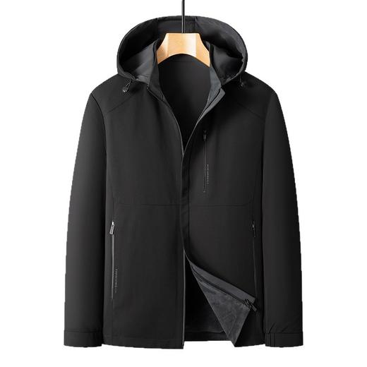 【加绒双面】【DKP】大依优型大码加绒夹克男士双面穿外套连帽可脱卸帽秋冬休闲商务夹克保暖加肥加大码时尚立领拉链 商品图4