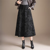 印花通勤百褶大摆裙垂坠感时尚A字裙2025秋季新款长款高腰半身裙 商品缩略图1