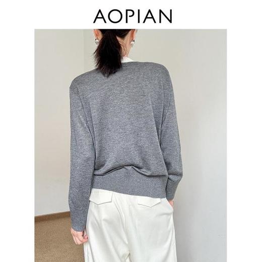 奥篇【1920S系列】撞色假两件U领式混纺羊毛针织衫 商品图3