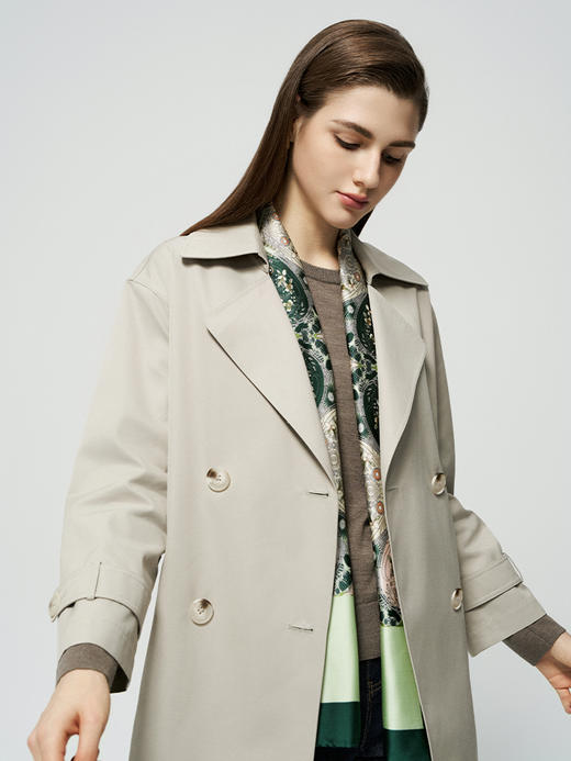 【双排扣风衣外套】25年秋冬新品女士时尚短款纯色防风外套 商品图1