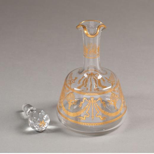 独角鹿西洋古董法国著名水晶工坊圣路易出品24K描金修饰Congress花纹款精雕水晶酒具套件 商品图1