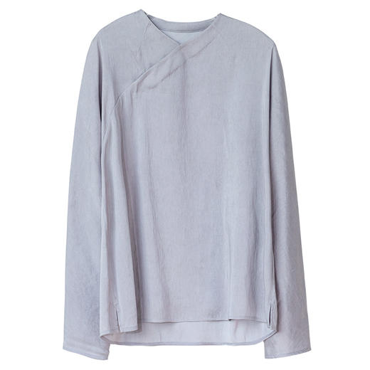 牧衣游原创 重磅22姆米双宫绸净色真丝衬衫复古新中式上衣 闻风里 商品图4