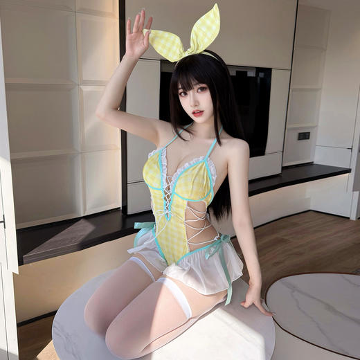 霏慕 清甜一夏露腰开裆连体衣ZY47调情透视免脱诱惑情趣内衣睡衣诱惑套装 商品图2