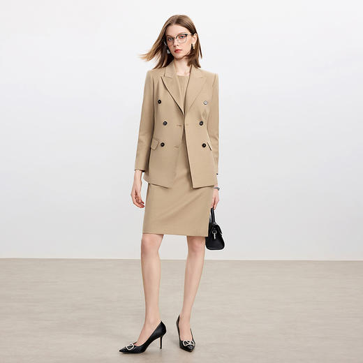IWY/高级感卡其色羊毛西装套裙女气质英伦风职业装两件套工作服C2352+Q1442 商品图1