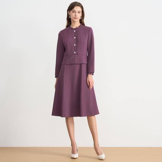 EITIE爱特爱木耳领假两件收腰显瘦通勤气质2025秋季新款连衣裙C2507838 商品图8