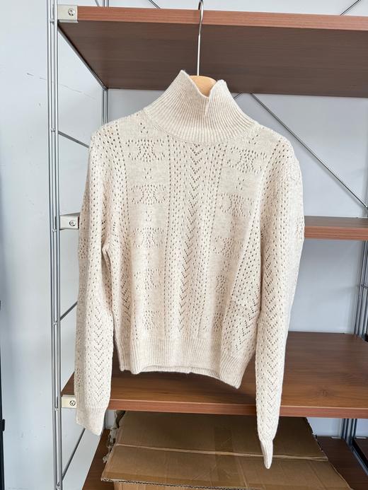 TY406-CELINE赛琳 SS24 纯色高领套头罗纹长袖毛衣 女款 米白色  (PG*MM) 9.10直播款 商品图6