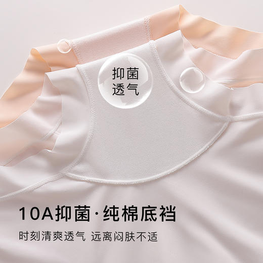 【3条装】二合一冰丝安全裤内裤女10A抑菌加长裆无痕全包臀2871笑脸平角内裤 商品图5