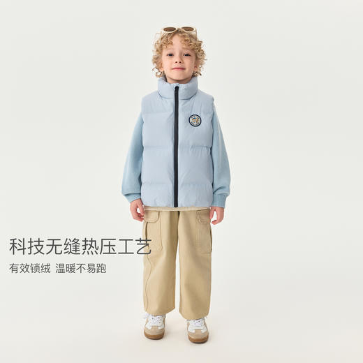 【无氟防泼水】马克珍妮男童无缝保暖羽绒小马甲2025年秋冬新款551678 商品图2