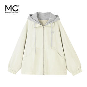 女装针织撞色帽假两件外套-526J5232012