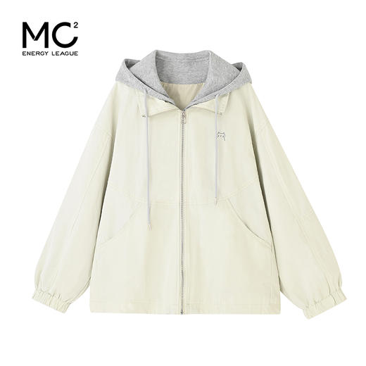 女装针织撞色帽假两件外套-526J5232012 商品图0