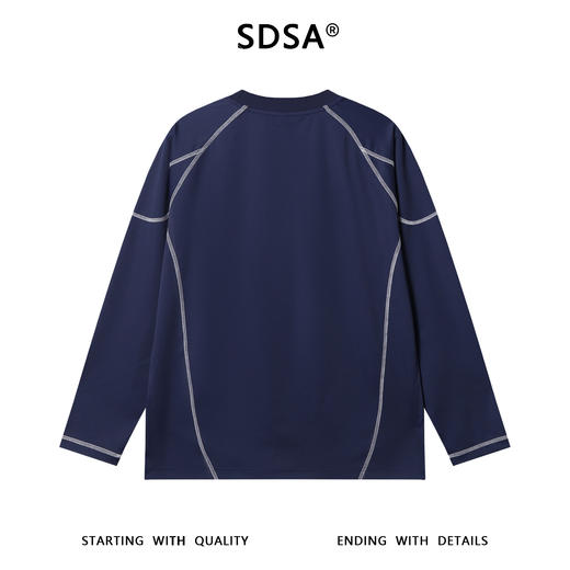 T4816SDSA男士秋冬新款痞帅男装舒适撞色明线刺绣标圆领长袖T恤百搭潮 商品图5