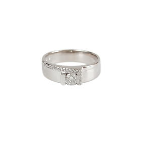 【天然正品】AU750白金简约时尚宽版0.174克拉钻石戒指300825NJS44 现售价：3180