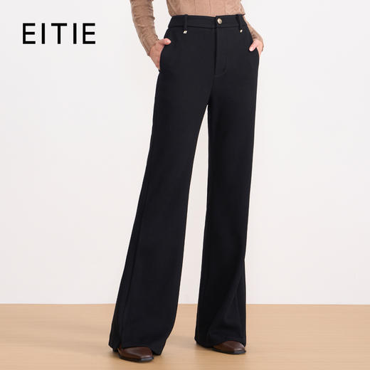 EITIE爱特爱高腰微喇直筒显瘦通勤精致休闲裤2025秋冬新款长裤D2505905 商品图0