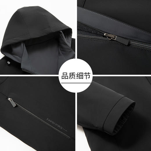 【加绒双面】【DKP】大依优型大码加绒夹克男士双面穿外套连帽可脱卸帽秋冬休闲商务夹克保暖加肥加大码时尚立领拉链 商品图3