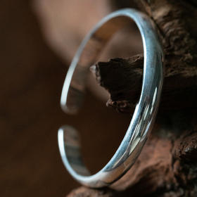 牧衣游 足银手镯开口复古简约精致 空青【不支持会员折】