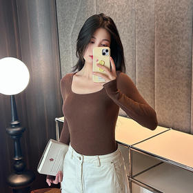 ³ 【男姐同款日本代工厂带胸垫罗纹长袖衫】复古方领 可内搭可单穿 XN03-CRMM-BSPK