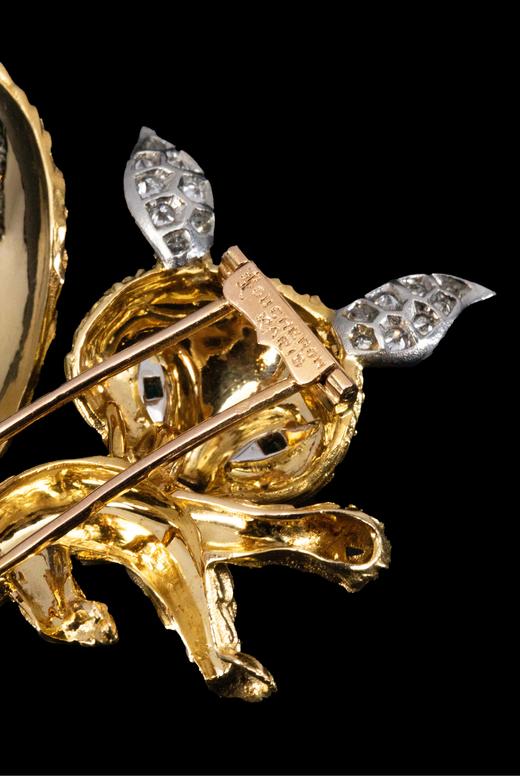 独角鹿西洋古董 法国顶级珠宝世家宝诗龙Boucheron出品18K黄金镶嵌祖母绿钻石及珐琅小狐狸造型古董胸针 商品图6