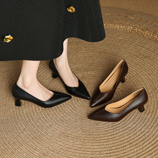 【预售5天】软皮尖头小皮鞋，浅口四季款高跟尖头工作单鞋MLJ&C198 商品图1