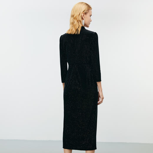 EITIE爱特爱水滴立领黑色修身显瘦礼服连衣裙冬季新款8077703 商品图4