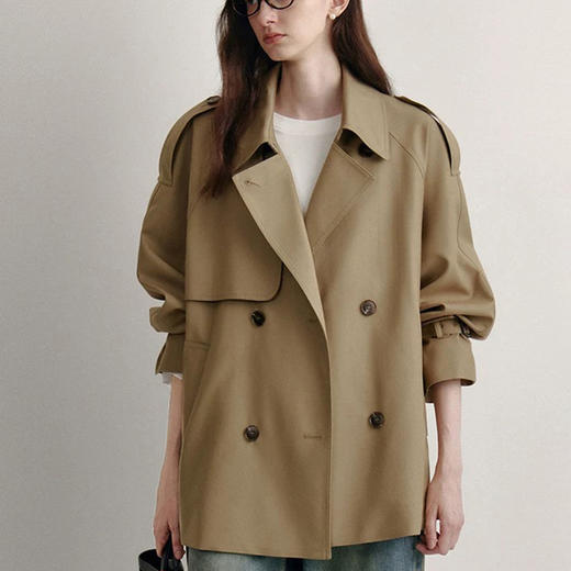 「高jz」全新升级【铂金会员367/天猫489/差价122】(74825)洛诗琳气质中长款风衣2025秋季新款韩版双排扣显瘦风衣外套 商品图2