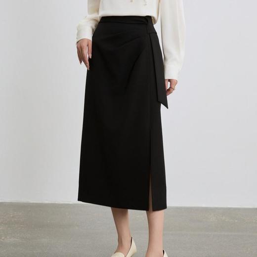 「自」全新升级【铂金会员183/天猫249/差价66】(64058)洛诗琳气质开叉半身裙2025秋季新款设计感中长款西装直筒裙 商品图3