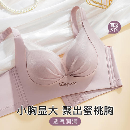 【小胸聚拢调整型】 粉底液肤内衣女上托有型收副乳无钢圈文胸陌上尽诚 商品图0