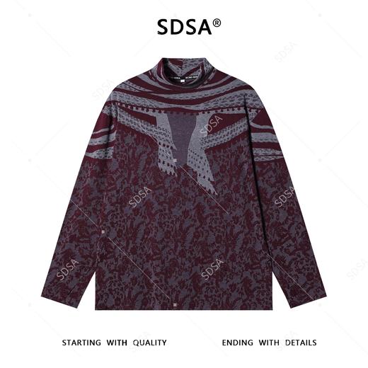T4812SDSA秋冬新款痞帅男装休闲撞色暗纹提花半高领长袖T恤时尚简约 商品图1
