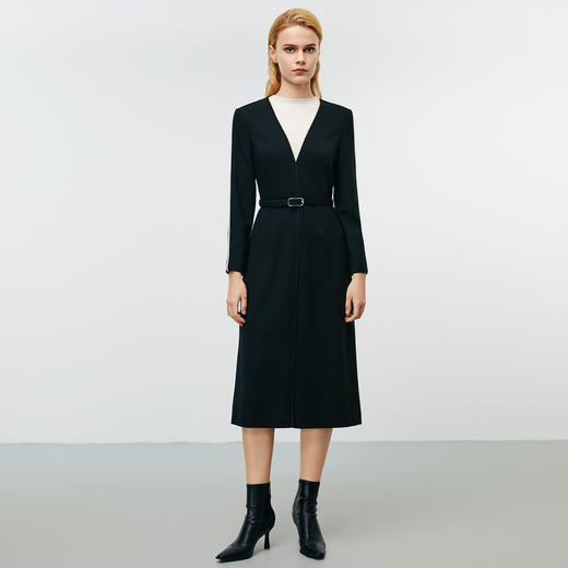 EITIE爱特爱冬新款精致高级感收腰显瘦通勤毛呢连衣裙8007703 商品图1