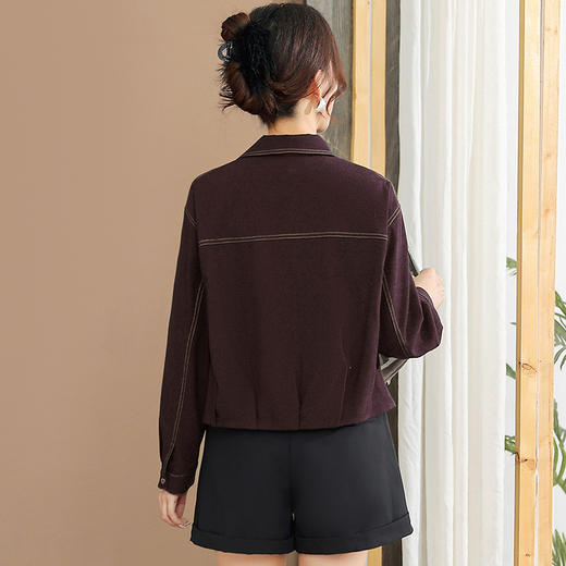 QYMYIYI-YB25B63-Y2025年春秋季短款外套宽松时尚休闲翻领牛仔长袖外搭上衣女 商品图2