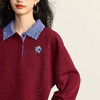 【09/10新品】熙世界学院风撞色格纹拼接POLO领上衣女士假两件卫衣2025秋装新款 商品缩略图4