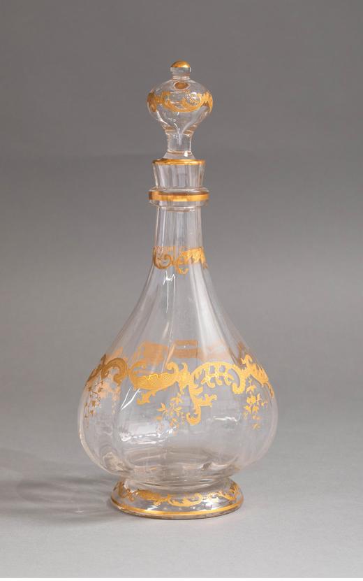 独角鹿西洋古董 法国著名水晶工坊圣路易出品24K描金修饰Micado花纹款精雕水晶酒具套件 商品图1