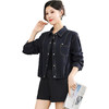 QYMYIYI-YB25B63-Y2025年春秋季短款外套宽松时尚休闲翻领牛仔长袖外搭上衣女 商品缩略图4