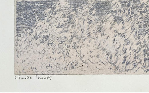 独角鹿西洋古董1892年代法国巴黎Belfond & Cie出版印象派大师莫奈授权版画家Georges William Thornley出品限量石版画作品《昂蒂布海角远眺》 商品图5