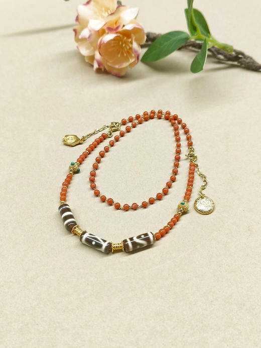 南红迷你天珠三用项链 商品图0