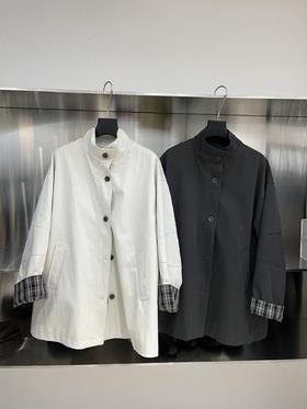 【门店同款】ENJOY秋季“光阴序语”袖口拼接格纹风衣外套 166294707