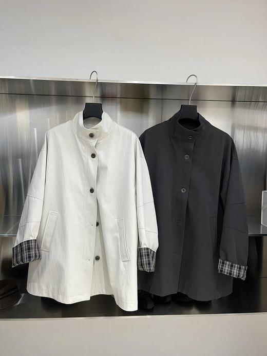 【门店同款】ENJOY秋季“光阴序语”袖口拼接格纹风衣外套 166294707 商品图0