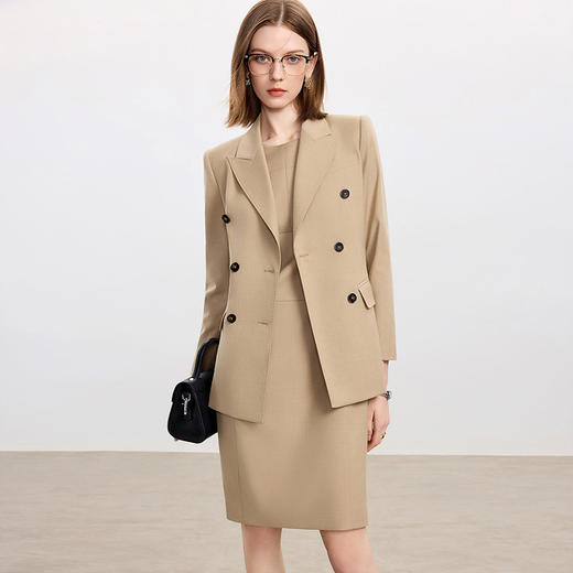 IWY/高级感卡其色羊毛西装套裙女气质英伦风职业装两件套工作服C2352+Q1442 商品图4