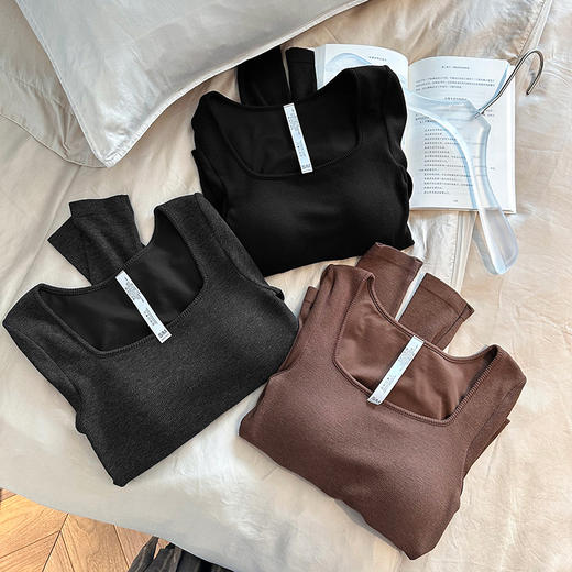 ³ 【男姐同款日本代工厂带胸垫罗纹长袖衫】复古方领 可内搭可单穿 XN03-CRMM-BSPK 商品图5