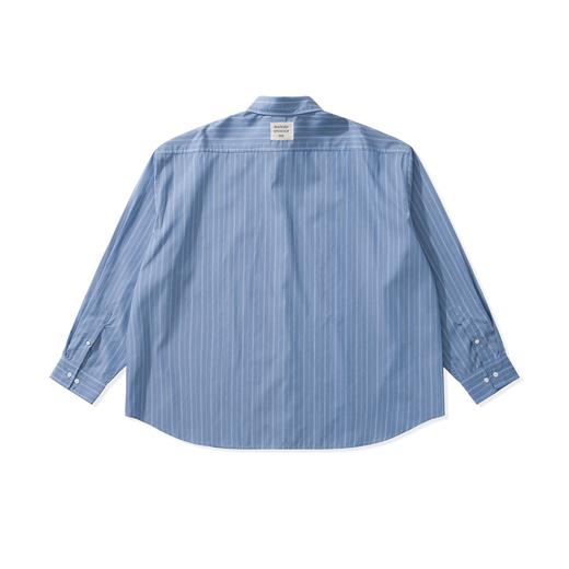 中性款丝棉条纹长袖衬衫001 商品图1