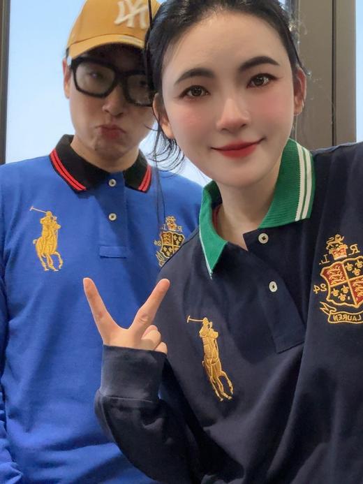 纯棉拉**家小马刺绣标长袖衫  打底Polo翻领衫 商品图0