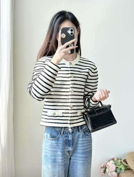 TY424-MAJE条纹珠片羊毛针织外套 (QQ) 9.10直播款 商品图0