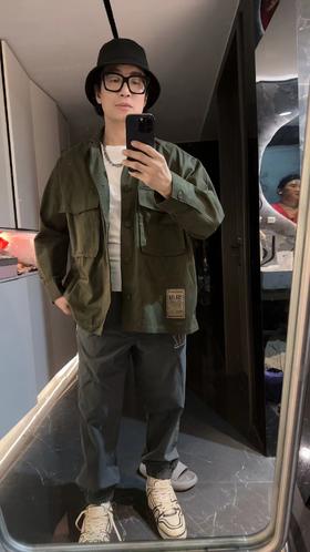 春秋季男装长袖衬衫工装排扣上衣（波哥穿S码）