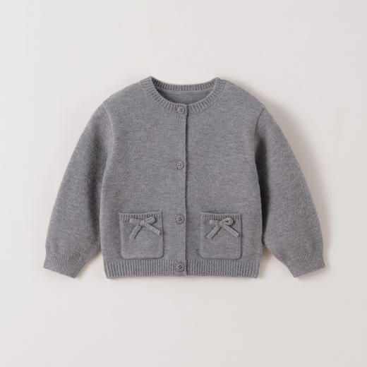 马克珍妮女童俏皮蝴蝶结软糯针织开衫2025年秋冬新款551865 商品图2