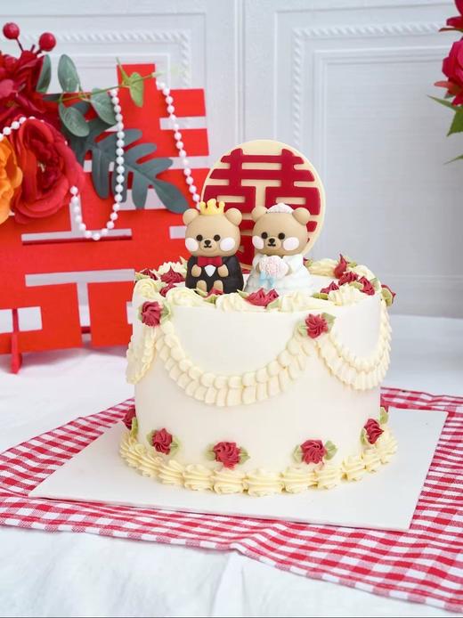 喜庆小熊订婚结婚蛋糕 商品图0