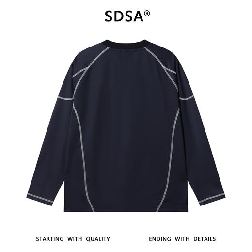 T4816SDSA男士秋冬新款痞帅男装舒适撞色明线刺绣标圆领长袖T恤百搭潮 商品图5