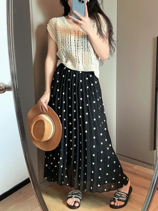 原单立体花朵刺绣小雏菊半身裙 商品图3